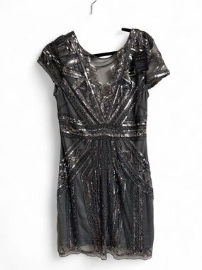 VIJIV Charcoal Gray Sequin Flapper Dress New with tags